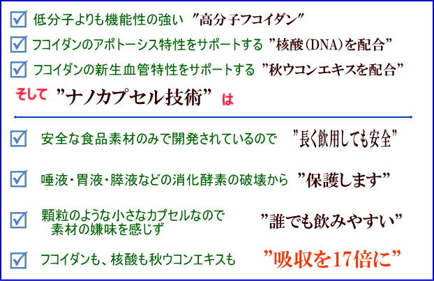 Vital-核酸フコイダンNANOプレミアム　7つの特徴