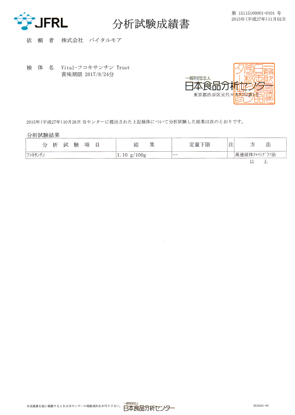 賞味期限2017/08/24分 分析結果